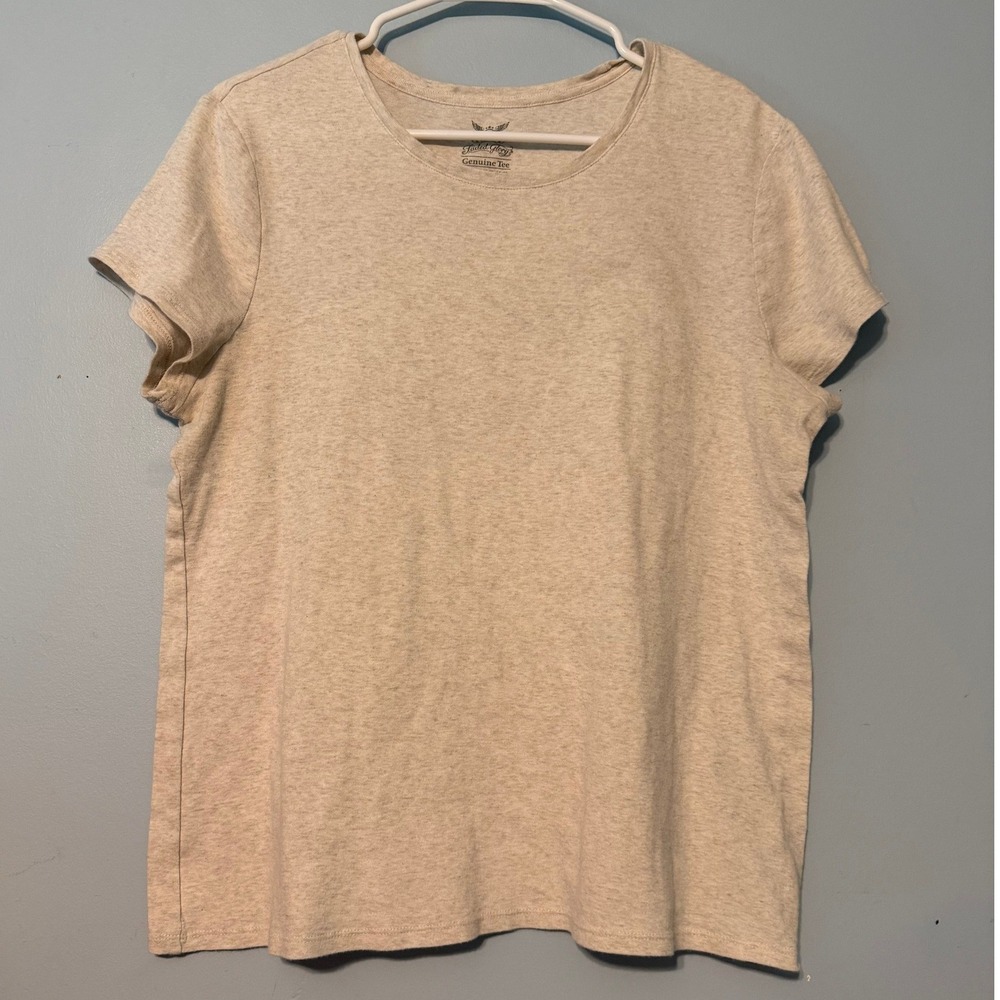 Faded Glory Women's XXL Oatmeal Heather 100% Cotton Short Sleeve Crew Neck 2043